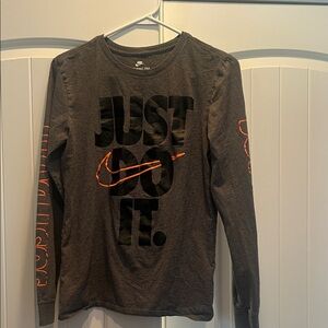 Nike Dark Gray Long Sleeve with Black and Orange Graphics